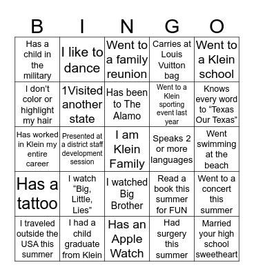 #Schultz Family Bingo  Bingo Card