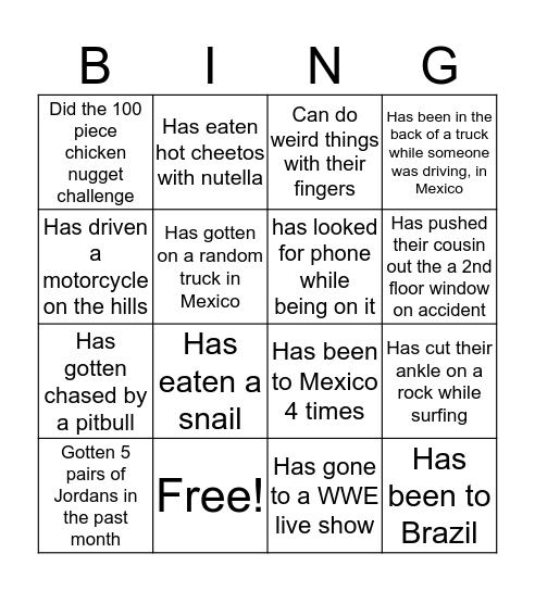 C101 Bingo Card
