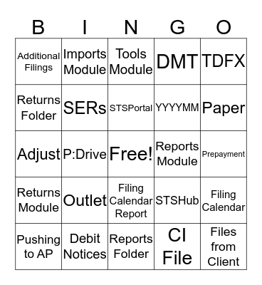 STS BINGO Card