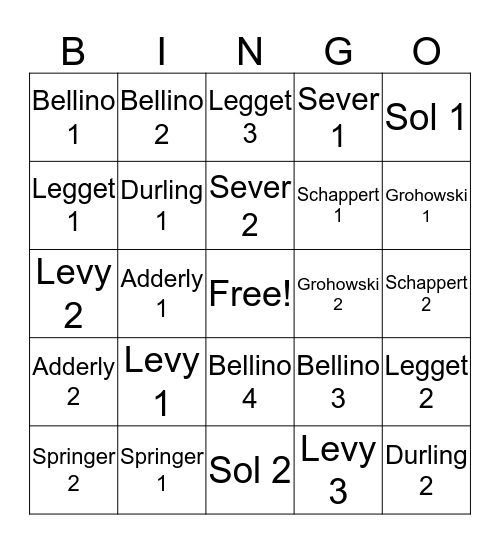 V&A Excessive Caller Bingo  Bingo Card