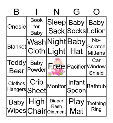 Katie's Baby Bingo Card