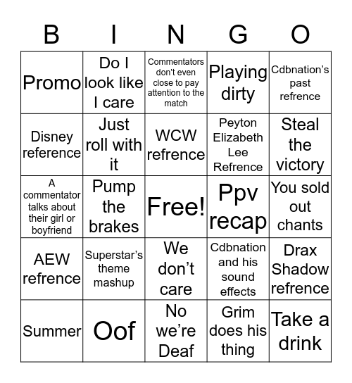 Cdbnation Bingo Card