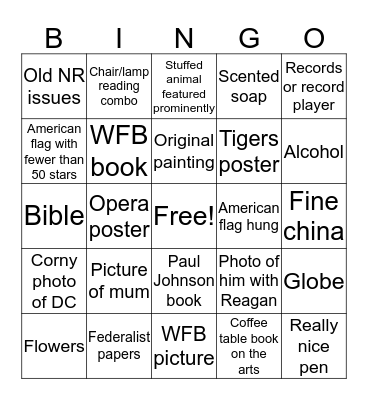 Jay's Apartment Bingo Card