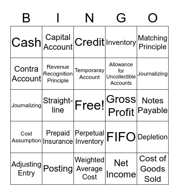 Accounting Final Review Bingo Card