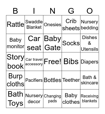 WELCOME BABY!!!! Bingo Card