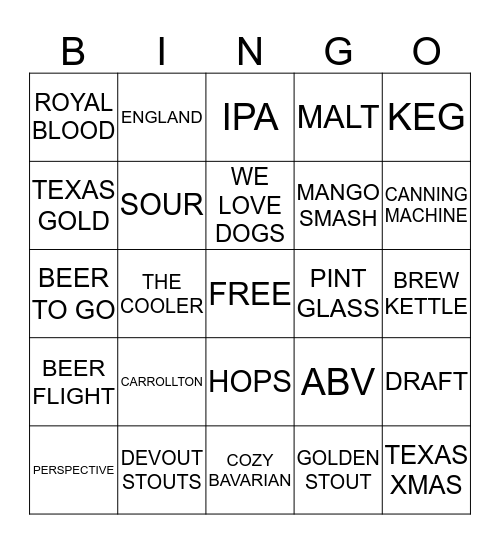 3 NATIONS BEER BINGO Card