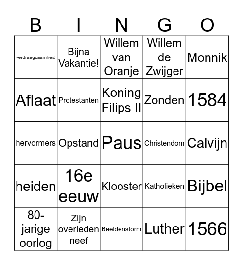 Gamma Allemaal Nederlanders - H2 Bingo Card