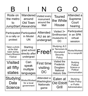 SPA Bingo Card