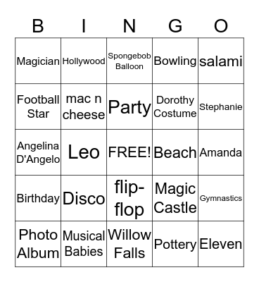 11 Birthdays Bingo Card