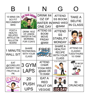 BSOC FITNESS CENTER SILVER SNEAKERS Bingo Card