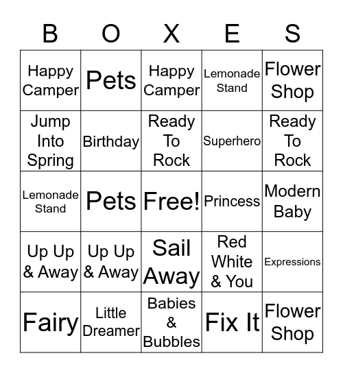 Magic Boxes Bingo Card