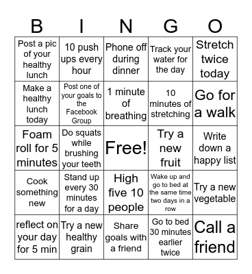 MEfit Bingo Card