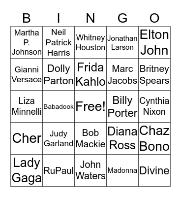 GAY ICONS BINGO Card