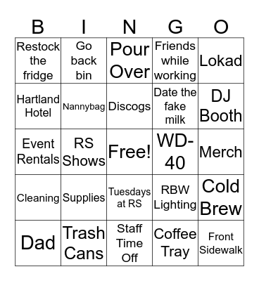 RS BINGO  Bingo Card