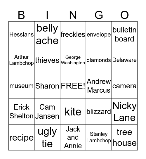 2019 Novel Study Bingo Card