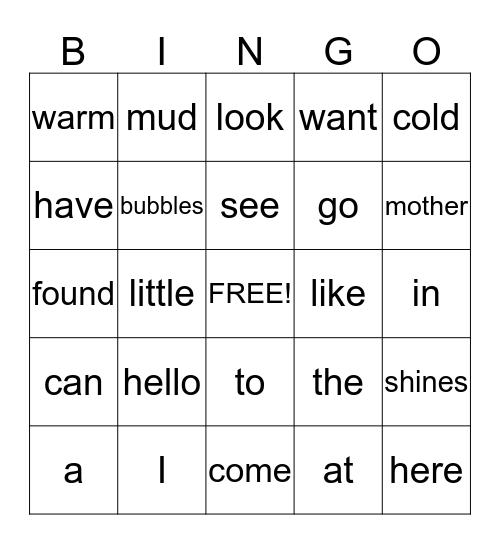 P O P C O R N    W O R D S Bingo Card