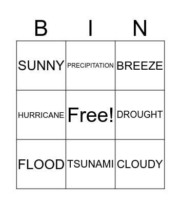 WEATHER Bingo Card