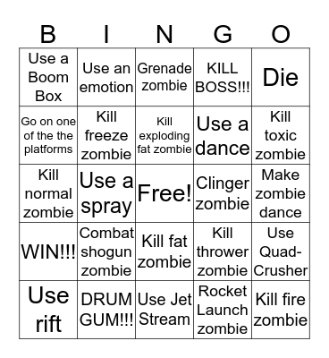 Fortnite Bingo (Horde Rush) Bingo Card