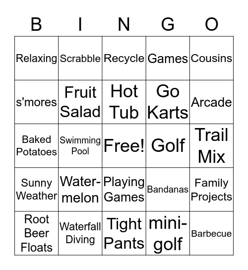 Johnson/Soderstrom Reunion Bingo Card