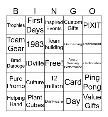 Baudville Bingo Card