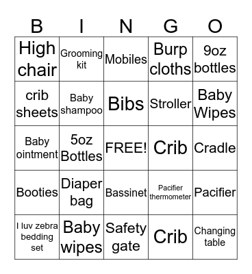 baby shower bingo Card