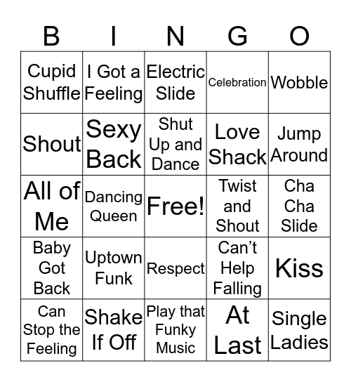 DJ Bingo Card