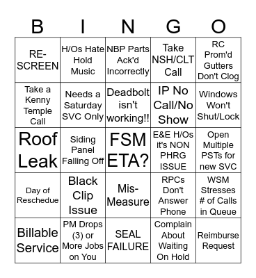 WSD Bingo! Bingo Card
