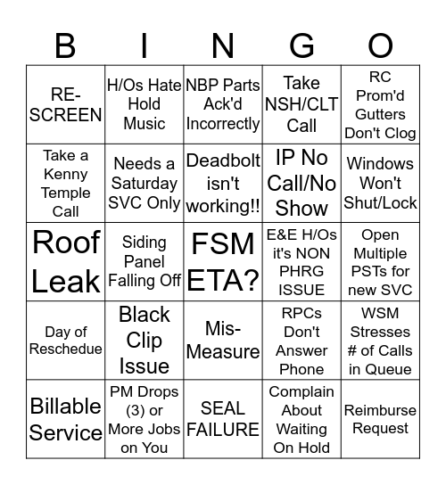 WSD Bingo! Bingo Card