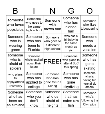 SLC Dream Bingo Card
