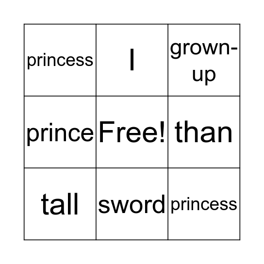 Prince Bingo Card
