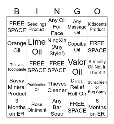 Essential Reward Bingo Card