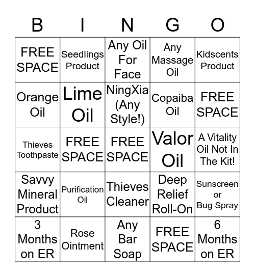 Essential Reward Bingo Card