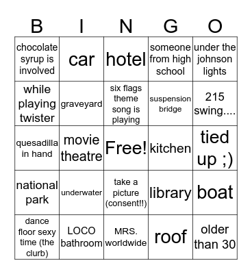 CONSENSUAL AND SEXY BINGO Card