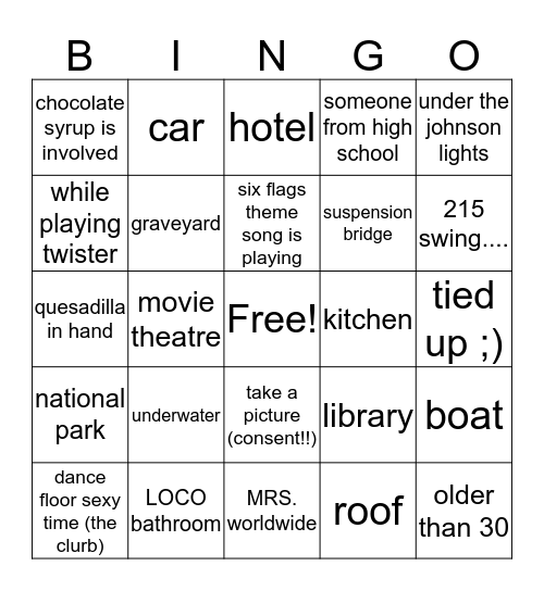 CONSENSUAL AND SEXY BINGO Card