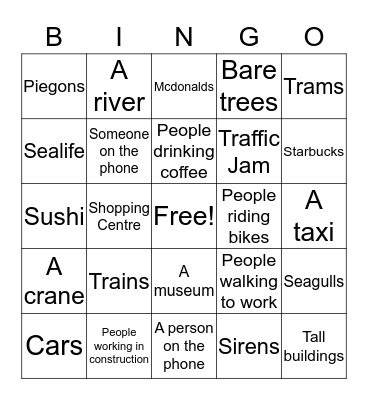 Things in a City Bingo Card