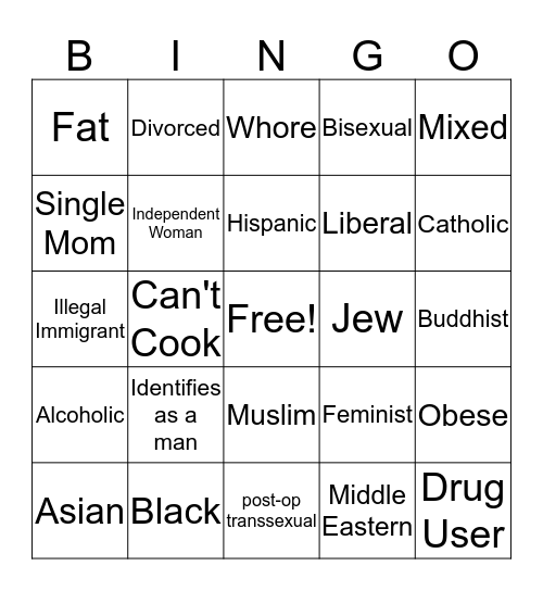 Girl Bingo Card