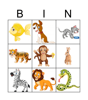 Animal Bingo Card