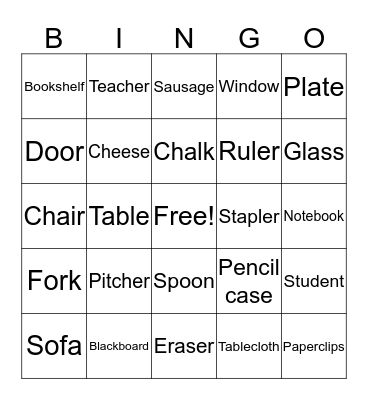 Home and School Bingo Card