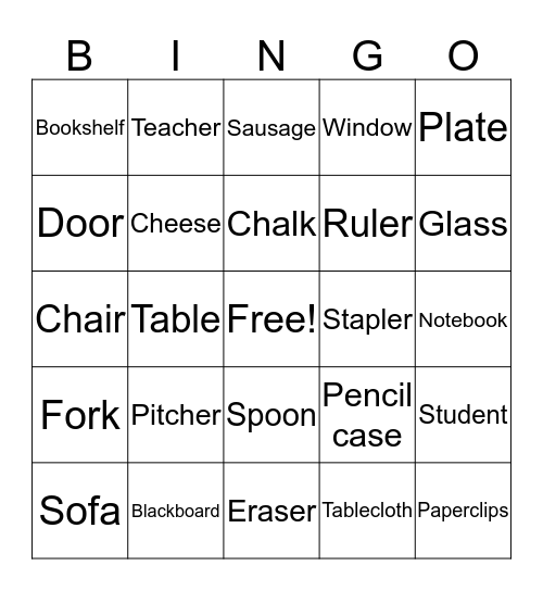 Home and School Bingo Card