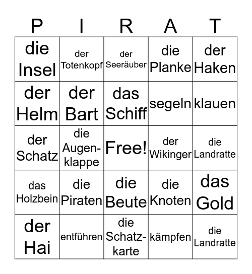 Piraten und Wikinger Bingo Card