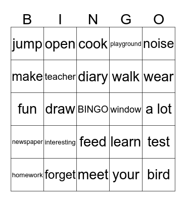 Let's Play  Bingo Card