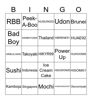 HIBIRENE91 Bingo Card