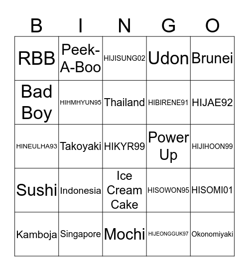 HIBIRENE91 Bingo Card