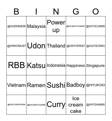EOJIN's WIFE Bingo Card