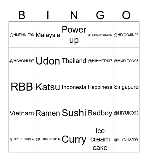 EOJIN's WIFE Bingo Card