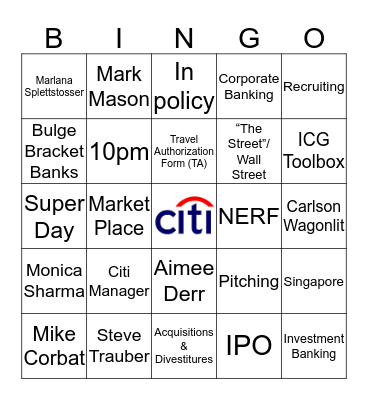 Citi Bingo Card