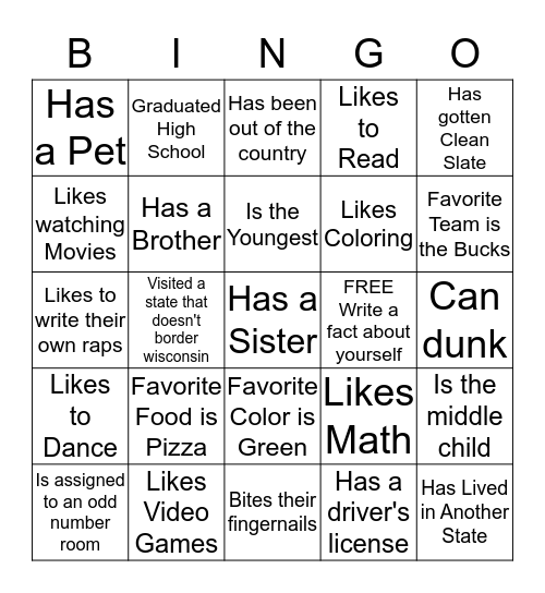 GUESS WHO Bingo Card