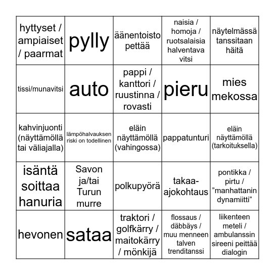 Kesäteatteribingo 2019 Bingo Card
