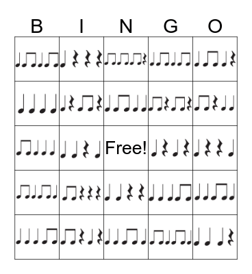 Rhythm Dictation Bingo Card