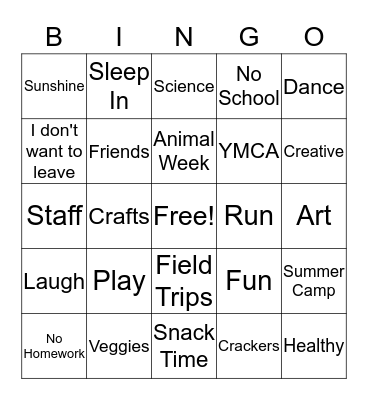 Summer at the Y Bingo Card